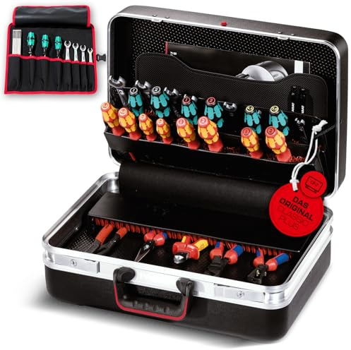 PARAT CLASSIC Plus CP-7 | Werkzeugkoffer leer | Für 51 Werkzeuge | Inkl. BASIC Roll-Up Case 8 | Handwerkskoffer mit CP-7 Haltern | Werkzeugbox mit Bodenschale & Dokumentenfach | Mit Aluminiumrahmen
