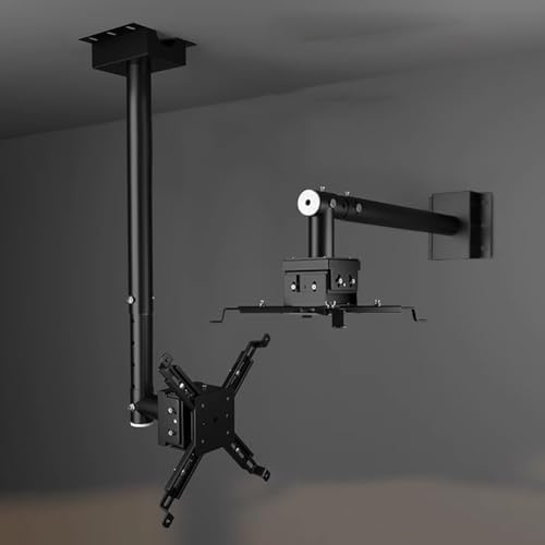TT-YEC Support De Projecteur pour La Maison/Le Bureau, Hauteur Réglable, Bras Télescopique pour Projecteur Mural/Plafond, Support 2 en 1 en Alliage D'aluminium,B h50 to 100cm