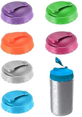 Celtrum 6PCS Can Covers for Drinks Cans, Reusable Silicone Can Lid, Spill-Proof Can Covers, Standard Size LeakProof Can Straw Lid for Soda, Beer, Juice, Cola (6 Colors)