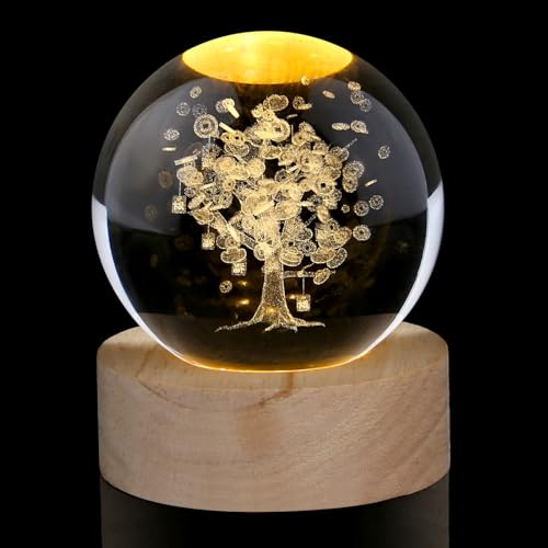 AWARDSEN Boule de cristal 60 mm - Presse-papiers - Boule en verre - Décoration - Boule de cristal gravée au laser - Cadeau d'anniversaire