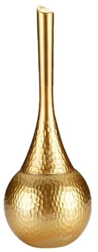 Escobilla de baño Dorada, escobilla y Soporte de plástico para Inodoro de 15 Pulgadas con Mango Antideslizante cómodo para cepillos y Soportes de baño