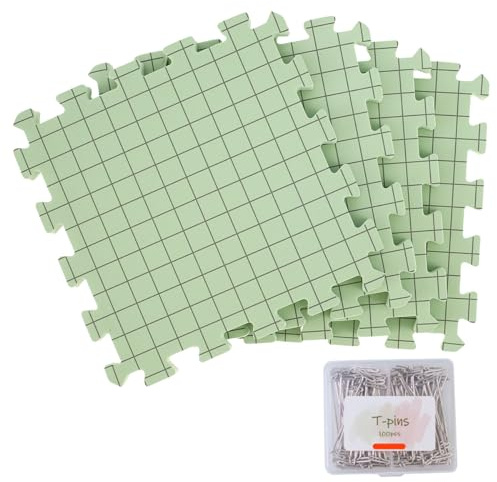 4Pcs Blocking Board Set with 100 T-Pins, 12x12 inches Blocking Mats for Knitting, 0.75 inch Thickness Professional Grid Knitting Board Reusable Foam Crafts Blockings Mats for Beginner DIY Gift Craft
