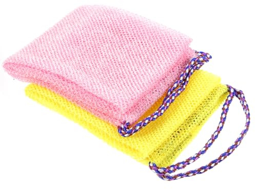 jojofuny 2pièces Serviette Exfoliante pour Corps avec Cordon Éponge De Bain pour Dos Serviette De Bain Facile à Ranger Produit Mousse Onctueuse avec Peu De Savon