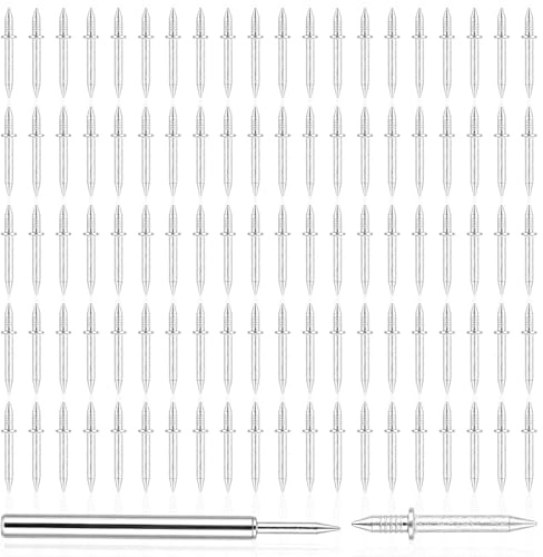 100pcs Double-Headed Nails for Baseboards, Invisible Double Head Skirting Nails with Sleeve Tool No-Mark Fasteners Seamless Skirting Thread Screws for Solid Wood Trim DIY Projects