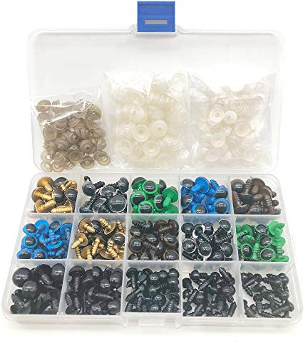 BITEYI Plastic Colorful Safety Eyes with Washers 264 Pcs 6-12mm DIY Craft Eyes for Making Doll,Puppet,Plush Animal Works