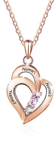 Personalisierte Sterling Silber ketten mit Simulierte Birthstone Halskette Echt Silber Gravur für Frauen halskette für mama mit gravur…
