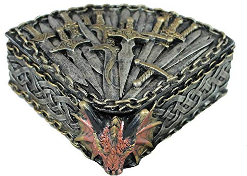 colourliving Schmuckkästchen Schmuckschatulle Aufbewahrungsbox mit Deckel Drachendose Drachen Figur Schmuckkästchen