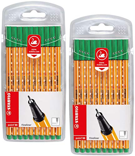 STABILO Fineliner Point 88 (Grün, 2X 10er Pack)