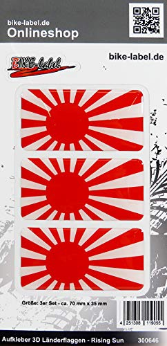 BIKE-label Auto Aufkleber 3D Länder-Flaggen Rising Sun 70 x 35 mm 300646N