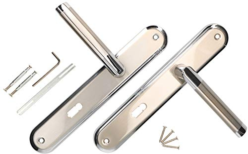 KOTARBAU® - Set di maniglie per porta a battente BB, 72 mm, maniglia a coda lunga, in nichel cromato, universale, moderna