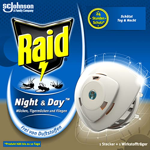 Raid Night & Day Trio - Connettore per insetti elettrico anti-zanzare anche per mosche e formiche, confezione da 1