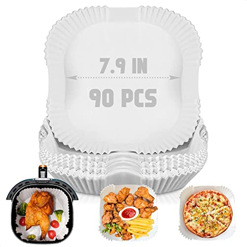 COOKINGFARM Air Fryer Parchment Paper, [SQUARE] Air Fryer Liners, Dutch Oven Liners, Disposable Liners, 13.60 (90 Count) ,Oven, Microwave, and Air fryer Compatible with 5 to 7 Quart