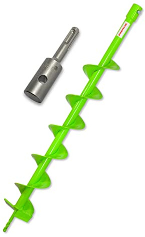 WERHE® Profi Bohrer VollStahl, Erdbohrer für bohrmaschine 100 mm extrem robust mit SDS Plus Adapter - Pfahlbohrer Brunnenbohrer präzise Bohrspitze.