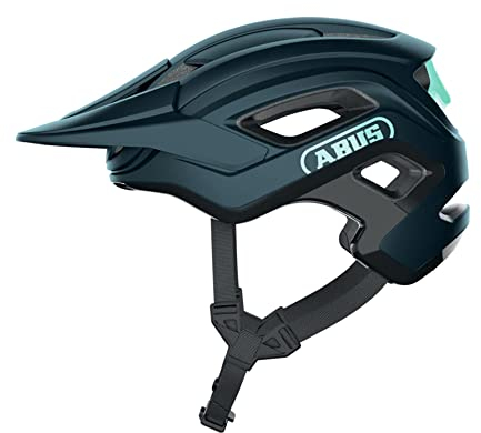 ABUS MTB-Helm Cliffhanger - Fahrradhelm für anspruchsvolle Trails - mit großen Lüftungsöffnungen & TriVider Riemensystem - für Damen und Herren - Blau/Mintgrün, Größe M