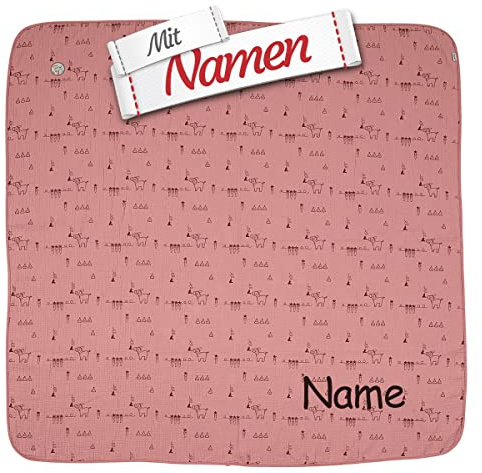 Sterntaler Musselin Emmis Garden Schmusedecke mit Namen Bestickt, Kinderdecke Babydecke Kuscheldecke für Jungen und Mädchen, 120 x 120