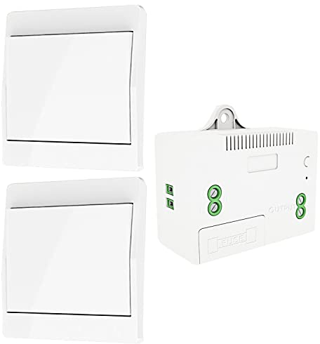 DieseRC Interrupteur d'éclairage auto-générant sans fil, interrupteur à radiofréquence et récepteur de relais, contrôleur avec fusible, interrupteur cinétique sans batterie (Kit 2 voies 1 clé)