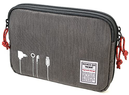 Troika Business Tech Pouch 2 Kabeltasche für Elektronikzubehör aus Polyester in der Farbe Grau, Maße: 23,5cm x 17cm x 3,5cm, BBG64/GY
