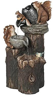 Brunnen Bonsai Wohnkultur Harz Eichhörnchen Familie Terrasse Brunnen Garten Dekoration Outdoor Landschaft Garten Design for Haus Garten Desktop Dekoration für Büro Schlafzimmer Entspannung