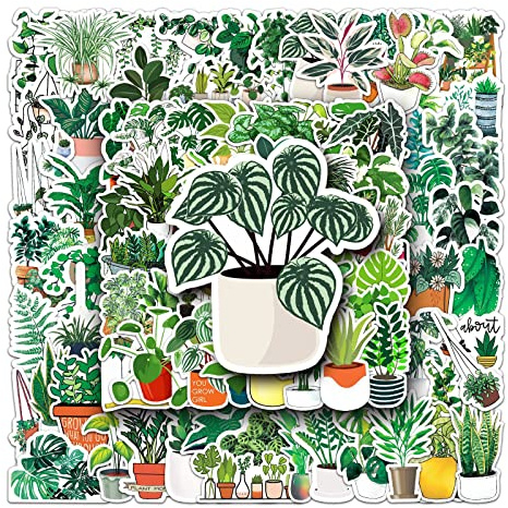 100pcs Green Plant Stickers Stickers for Kids Teens Adult (Green Plant)Flower Cactus Stickers, Laptop, Skateboard, Water Bottles, Computer, Phone, Scrapbook Stickers