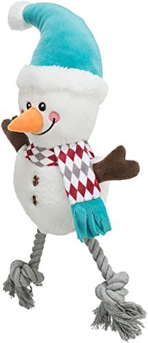 Trixie Giocattoli per cani in peluche di Natale con corda e Squeaker (pupazzo di neve 41 cm)