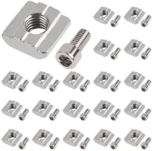 Yeepeo 20 Stück Nutensteine M8, Serie 3030 M8 Nutsteine Set T-Nut Typ B Kohlenstoffstahl T Nutenstein und Innensechskantschraube Steckverbindersatz für Aluminiumprofil-Extrusionsschlitz