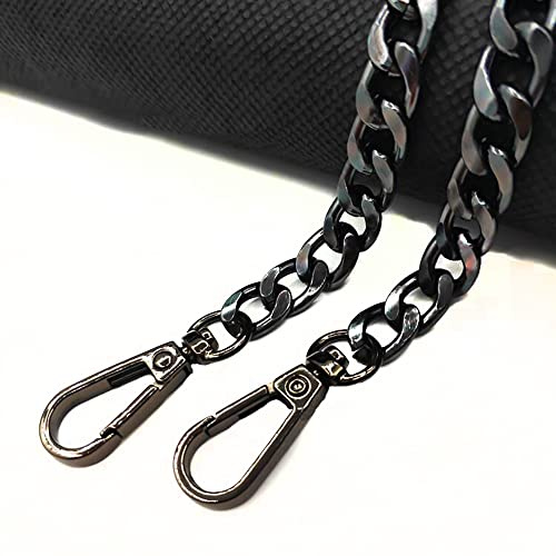 Taschenkette,Taschenkette Metall Kette Schulterriemen Breite 9,5 mm,DIY Gewebte Taschenkette Taschenriemen Metalltaschenkette Aluminiumkette,für Handtaschen,Umhängetaschen,Geldbörsen,Schwarz,40cm
