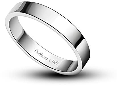 Dankadi Anneau D'alliance en 925 Argent Largeur 3.5mm Taille 44 à 70MM pour Couple Époux, Bague Simple Lisse Dôme pour Femme Homme Unisexe Cadeau Anniversaire Mariage Amie Fille(Argent Style B,8)