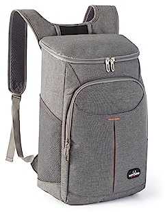 QINGLOU 25L Kühl Rucksack Kühlrucksack Kühltasche Picknicktasche Groß Isoliert isolierte Kühltasche für Picknick/BBQs/Camping/Ausflügen/Einkaufen (Grau)