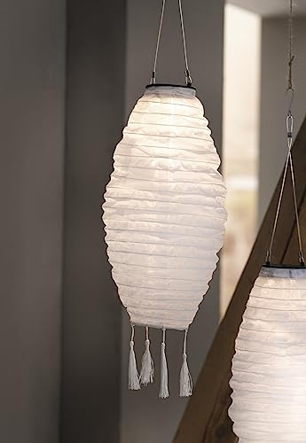 Solar LED Lampion White weiß, Gartenlampe wetterfest, Laterne, Campinglaterne, Dekoleuchte, Hängelaterne, Solarleuchte, Gartenlampion, Dekolampe für Terrasse, Balkon & Garten