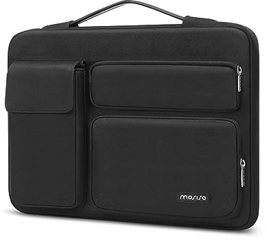 MOSISO 15 Pollici Custodia Laptop Porta,Borsa PC Compatibile con MacBook Air 15 M4 A3241 M3 A3114 M2 A2941 2025-2023,Dell XPS 15,Lato Aperto Borse con 2 Alzato&1 Tasche Patta, Nero