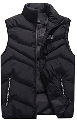 Generisch Herren Weste, Outdoor Wasserdichte Softshell Ärmellose Jacke Mit Reißverschluss Taschen Weste Blau Schwarz Baumwolle Arbeits Westen Lammfell Schwarze Puffer Sport (3XL, Schwarz)