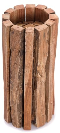 CREEDWOOD KERZENSÄULE Spira 40 | 40 cm, Mahagoni/Teak | Windlichtsäule, Deko Säule, Kerzenhalter, Bodenwindlicht, Teak Holz Podest, Pflanzen Säule, Blumensäule