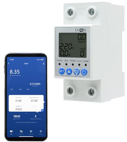 JOYELEC Wifi intelligente Contatore Energia Elettrica,Misuratore di Consumo 63A 220V,monitoraggio in tempo reale，Funzione di interruttore temporale，Protezione da sovratensione e sottotensione