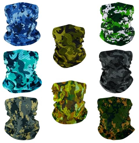 SMEHCF 8 Mehrzweck Bandanas für Damen Herren Stirnband Sturmhaube Haar Kopftuch Gesicht Halbmaske Halsmanschetten atmungsaktiv wiederverwendbar waschbar Marsh Forest Ocean Digital Camo Camouflage