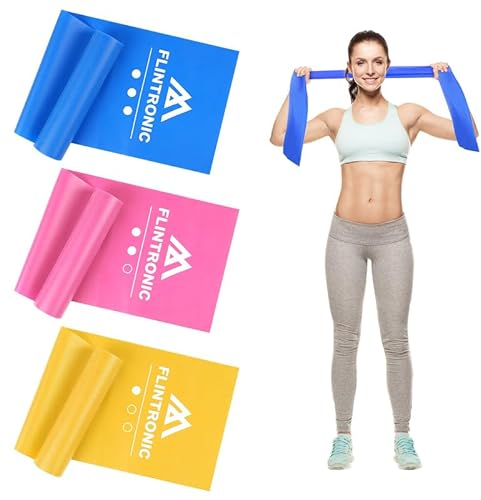 Flintronic Exercise Resistance Bands, 3 Pack Resistance Bands Set, TPE Elastic Bands with 3 Resistance Levels, 1.5M Workout Resistance Bands for Women and Men Strength Training, Yoga, Pilates
