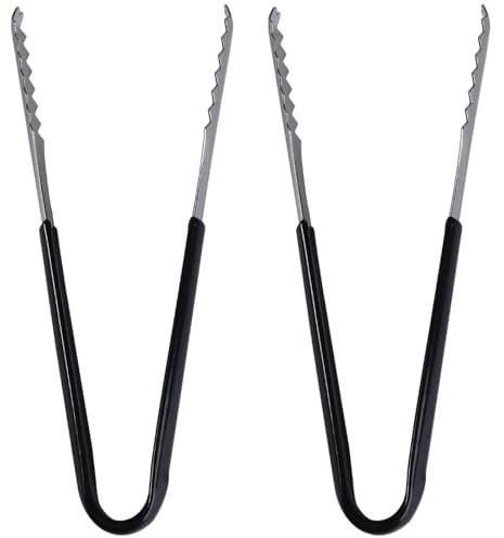 MAGICLULU Stainless Steel Ice Tongs with Rubber Wrapped Handle 5.90 Inch Serrated Teeth Non-Slip Bar Serving Tongs for Ice Buckets Home Kitchen Office Catering