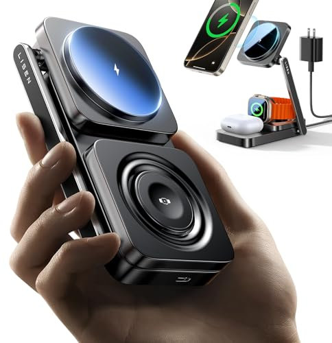 LISEN 3 in 1 Ladestation, Mehrere Geräte Magsafe Ladestation, Reisen Wireless Charger Stand Bequem Fit Apple Watch Airpods