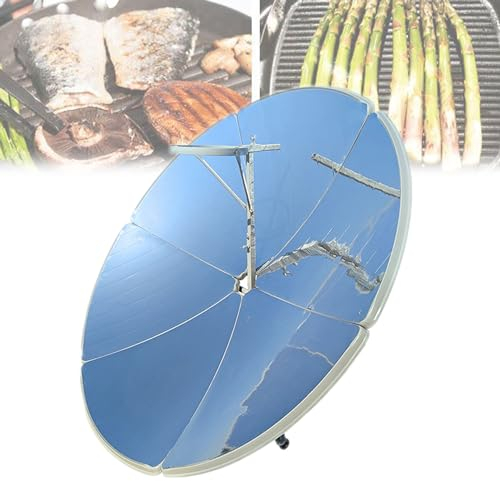 BDJSN Cuisinière Solaire Portable 61 Pouces, Four Solaire à Concentration parabolique, température du Point Focal: 800-1000 ° C, Barbecue Solaire Rond extérieur 2000 W, cuisinière Solaire Focus