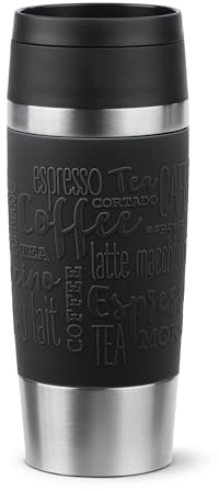 Tefal Travel Mug Classic Black, Comfort Screw Lid, Quick Press, Soft-Touch Sleeve, Travel-Ready, Reusable, 100% Leak-Proof, Keeps Drinks Cold (8 hrs) and Hot (4 hrs), 360° Drinking, N2020210