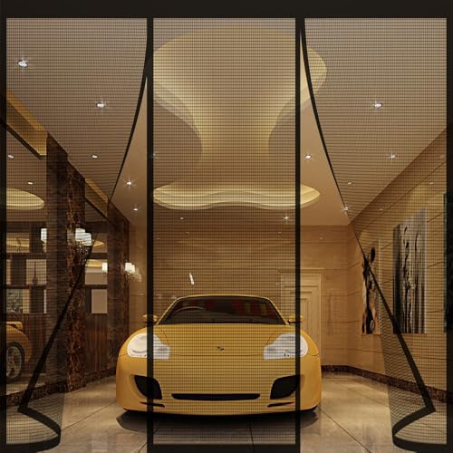 Magnetic Shower Door Seals for Glass Screens,290x280cm Screen Door for Anti Mosquito or Anti Pest Magnetic Soft Door,Easy to Install Without Drilling Black