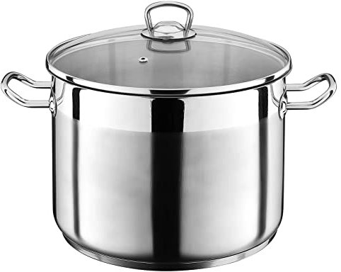 Suppentopf für den Heimgebrauch - Suppentopf mit Glasdeckel, Suppentopf aus Edelstahl, für Induktionsherd/Erdgas/Keramikherd, gleichmäßige Wärmeleitung, 10 l, 15 l, 20 l (Größe: 15