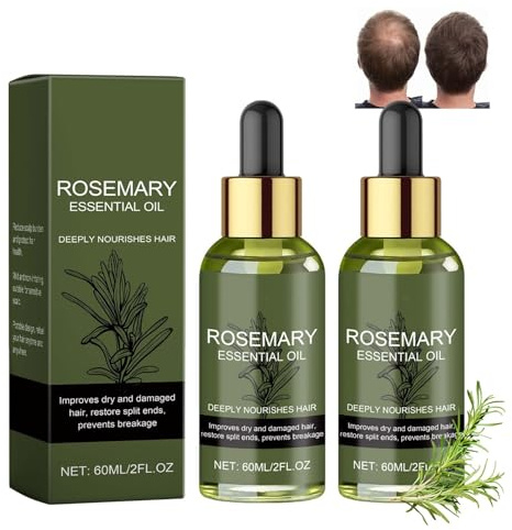 Rosmarinhårolja 2 stycken stimulerade växt med rosmarinolja för tunt/torrt hår, biotin hårolja mot avfall, rosmarinolja för kvinnor och män, 120 ml