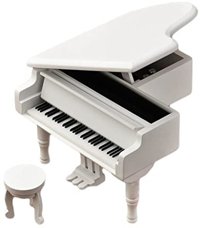 IWENZHKPA Spieluhr Handwerk Piano Music Box mit Hocker hölzerner Musikkästen-Geschenk for Weihnachten/Geburtstag/Valentinstag Spieluhr Dekoration(Black,Castle in the Sky)