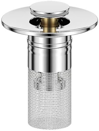 Mesh Basket Filter for Drain - Hair Trap and Drain Protection for Kitchen and Bathroom | Odour Resistant Drain Strainer, 2-in-1 Drain Plug to Prevent Blockages in Sink, Shower, Sink and
