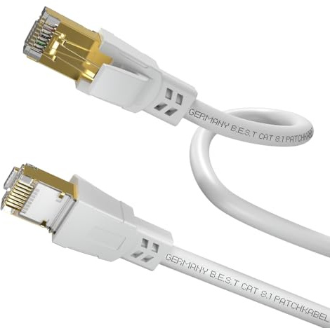 Cat 8.1 LAN Kabel Rund 2m – High Speed Ethernet Netzwerkkabel 40 Gbit/s 2000 MHz Patchkabel RJ45 S/FTP PiMF Kupfer – Internetkabel für PC, Router, Modem, Switch, Smart TV, PS5, Xbox – Weiß
