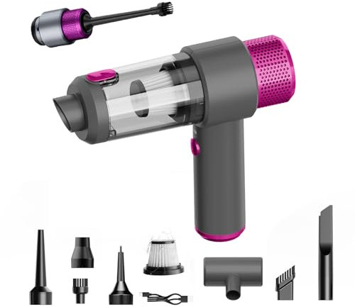 QQLIKE Aspirateur à Main, Mini aspirateur Portable léger, Rechargeable par USB, 15 000 Pa, aspirateur de Voiture, 4 000 mAh, Humide et Sec, pour la Voiture, la Maison, Les Poils d'animaux, Rose Red