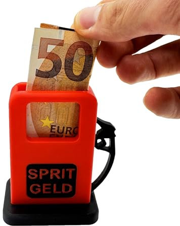 R-Satz Shop Confezione regalo di denaro – Colonna serbatoio 3D & tanica – Idea regalo creativa per buoni cisterna, patente di guida, auto, amici o compleanno (colonna del serbatoio)