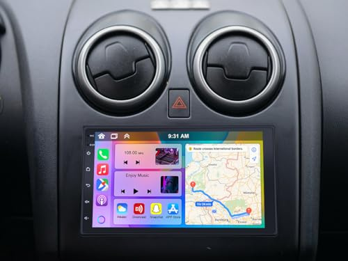 7 Android 13 Car Stereo for Nissan Qashqai 2007-2011 Double Din Car Stereo Radio w/Carplay & Android Auto Touchscreen GPS Sat Nav Head Unit w/Mirror Link Bluetooth FM/RDS SWC Backup Camera, 2G+32G