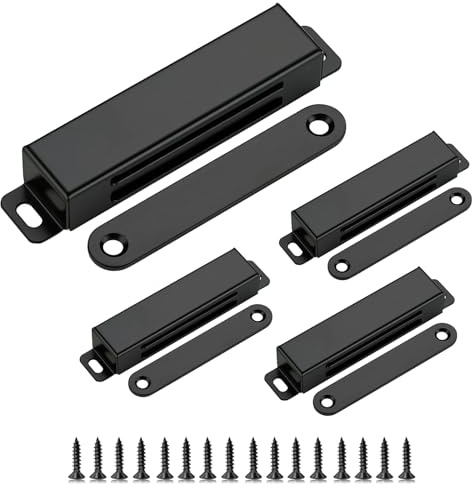 Magnetic Door Catch, 40kg Heavy Duty Strong Magnetic Catch, 4 Pack, Black