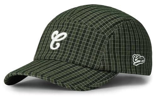 CLAPE 5 panel baseballkeps baseballkeps män kvinnor snabbtorkande basebollkeps rutig solhatt UV skydd justerbar klassisk böjd brätte utomhus sport keps, BSAC2569-grön, one size